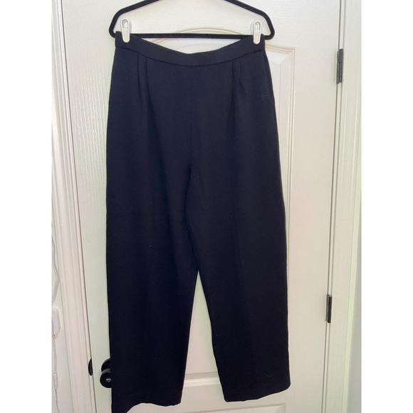 St. John Pants - St John Basics Marie Gray Black Santana Knit Wide Leg Pleated Pants Womens 16